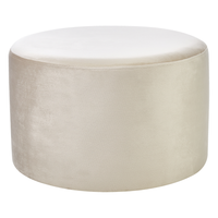 Pouf rotondo in velluto beige ottomana stile moderno contemporaneo