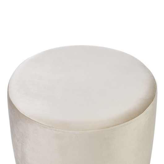 Pouf rotondo in velluto beige ottomana stile moderno contemporaneo