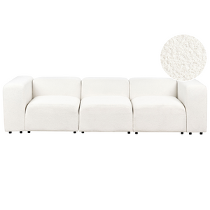 Divano componibile a 3 posti rivestito con tessuto bouclé bianco stile moderno
