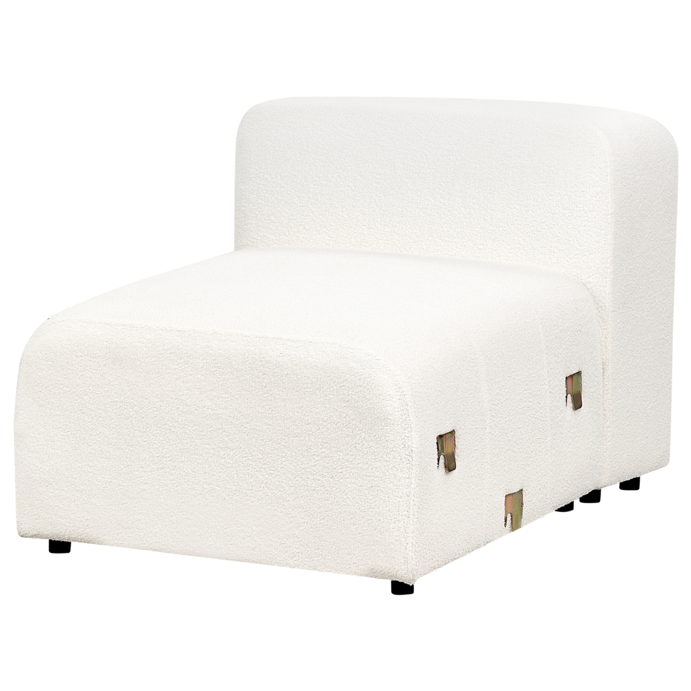 Divano componibile a 3 posti rivestito con tessuto bouclé bianco stile moderno