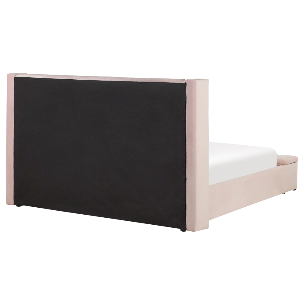 Letto matrimoniale ad acqua in velluto rosa pastello con cassapanca 180 x 200 cm moderno glam morbido materasso camera da letto