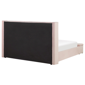 Letto matrimoniale ad acqua in velluto rosa pastello con cassapanca 180 x 200 cm moderno glam morbido materasso camera da letto