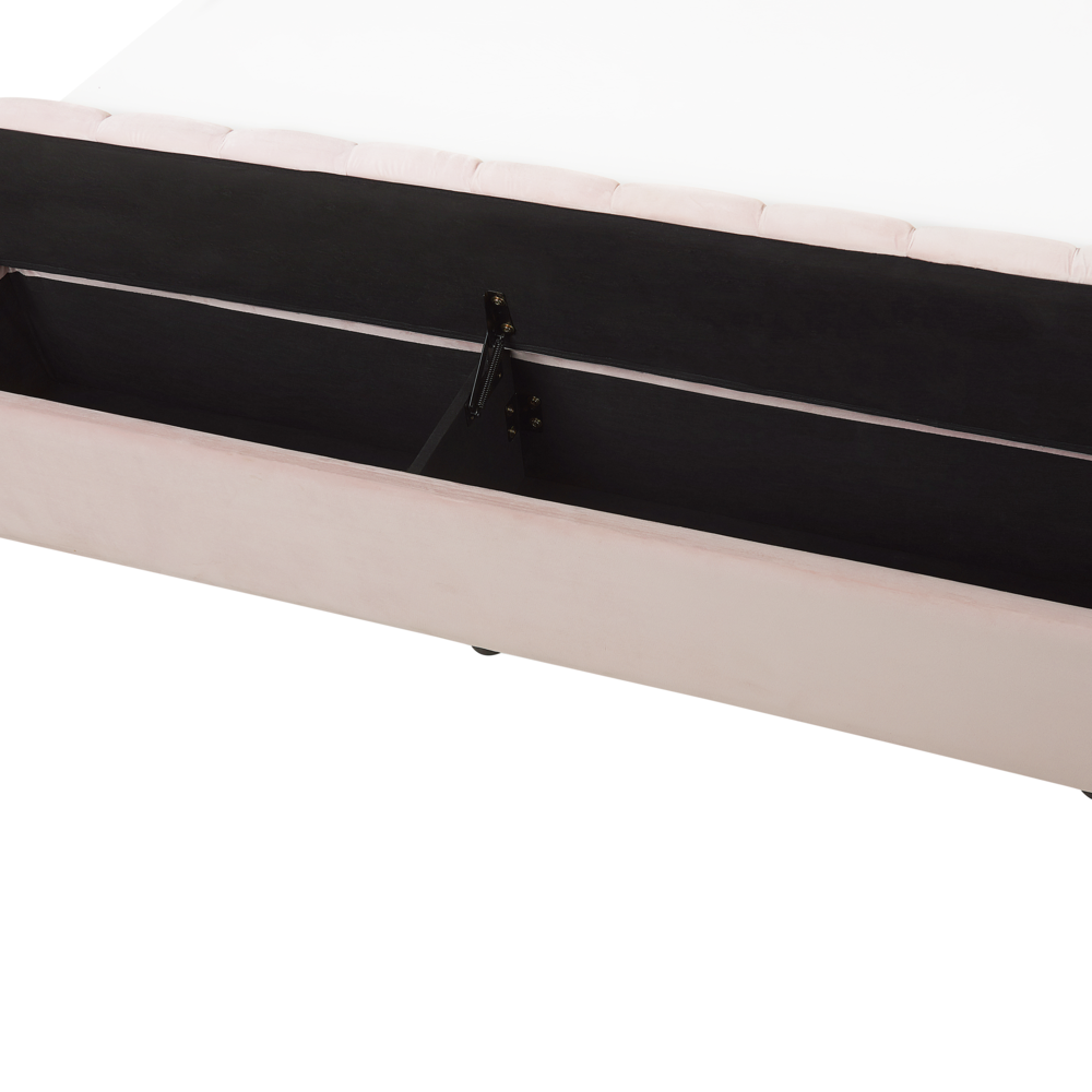 Letto matrimoniale ad acqua in velluto rosa pastello con cassapanca 180 x 200 cm moderno glam morbido materasso camera da letto