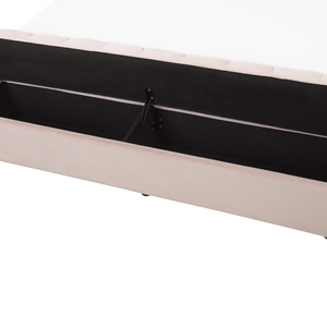 Letto matrimoniale ad acqua in velluto rosa pastello con cassapanca 180 x 200 cm moderno glam morbido materasso camera da letto