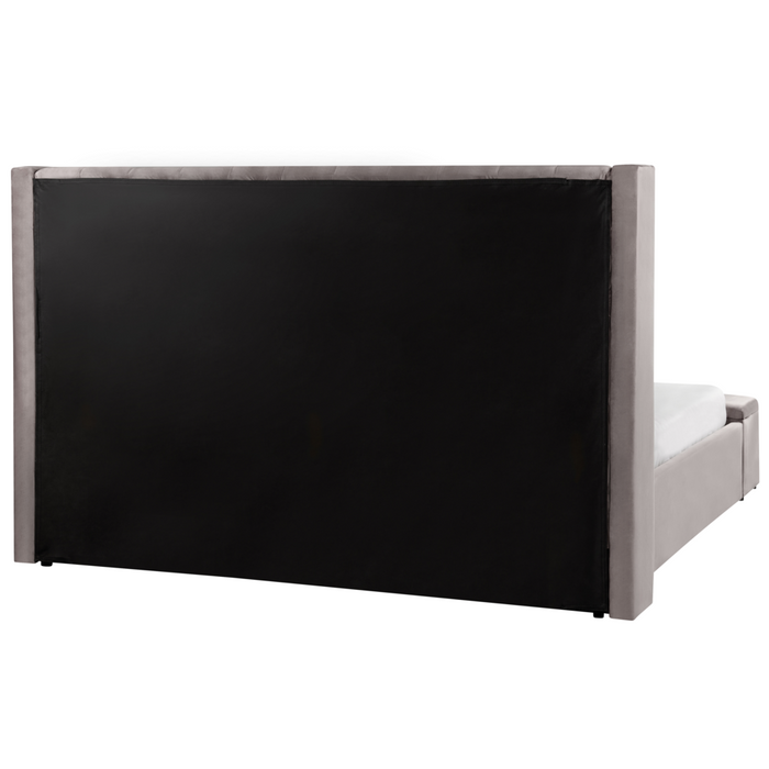 Letto matrimoniale ad acqua in velluto grigio con cassapanca 180 x 200 cm moderno glam morbido materasso camera da letto