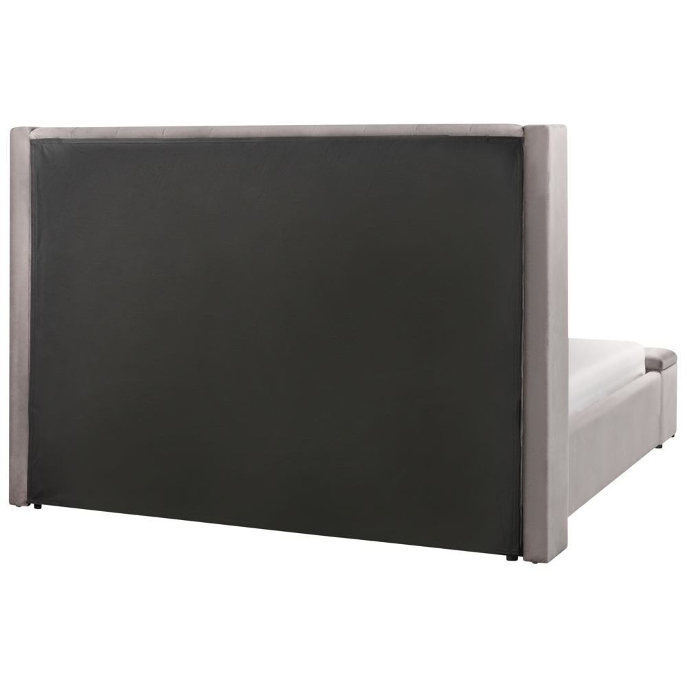 Letto matrimoniale ad acqua in velluto grigio con cassapanca 160 x 200 cm moderno glam morbido materasso camera da letto