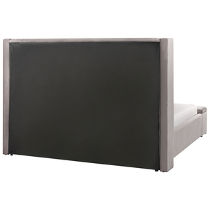 Letto matrimoniale ad acqua in velluto grigio con cassapanca 160 x 200 cm moderno glam morbido materasso camera da letto