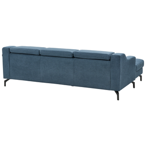Divano Angolare in tessuto di ciniglia versione sinistra Rivestimento In Poliestere Blu Con Poggiatesta Regolabile Chaise longue Design Moderno