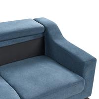 Divano Angolare in tessuto di ciniglia versione sinistra Rivestimento In Poliestere Blu Con Poggiatesta Regolabile Chaise longue Design Moderno
