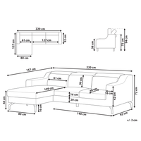 Divano Angolare in tessuto di ciniglia versione sinistra Rivestimento In Poliestere Blu Con Poggiatesta Regolabile Chaise longue Design Moderno