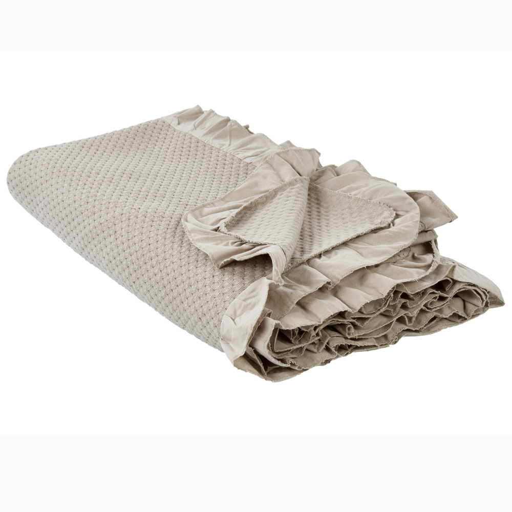 Copriletto in cotone tortora 220 x 240 cm con balza decorativa Camera da letto