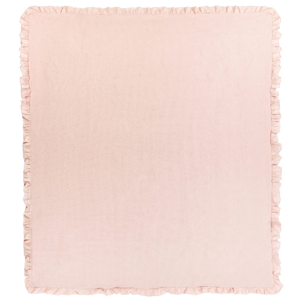 Copriletto in cotone rosa pastello 220 x 200 cm con balza decorativa Camera da letto