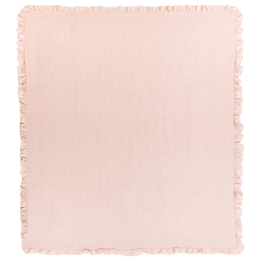 Copriletto in cotone rosa pastello 220 x 240 cm con balza decorativa Camera da letto