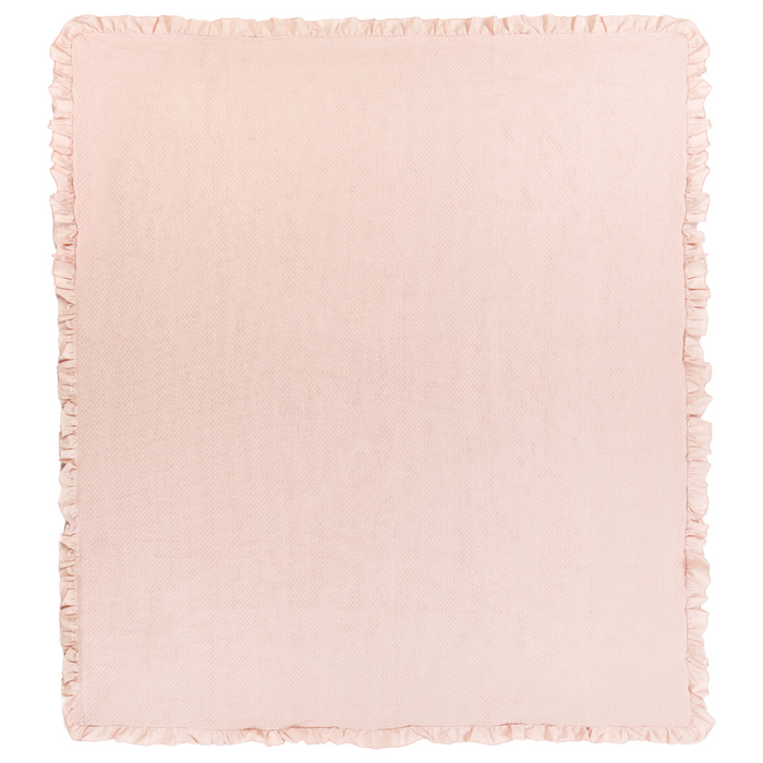 Copriletto in cotone rosa pastello 220 x 240 cm con balza decorativa Camera da letto