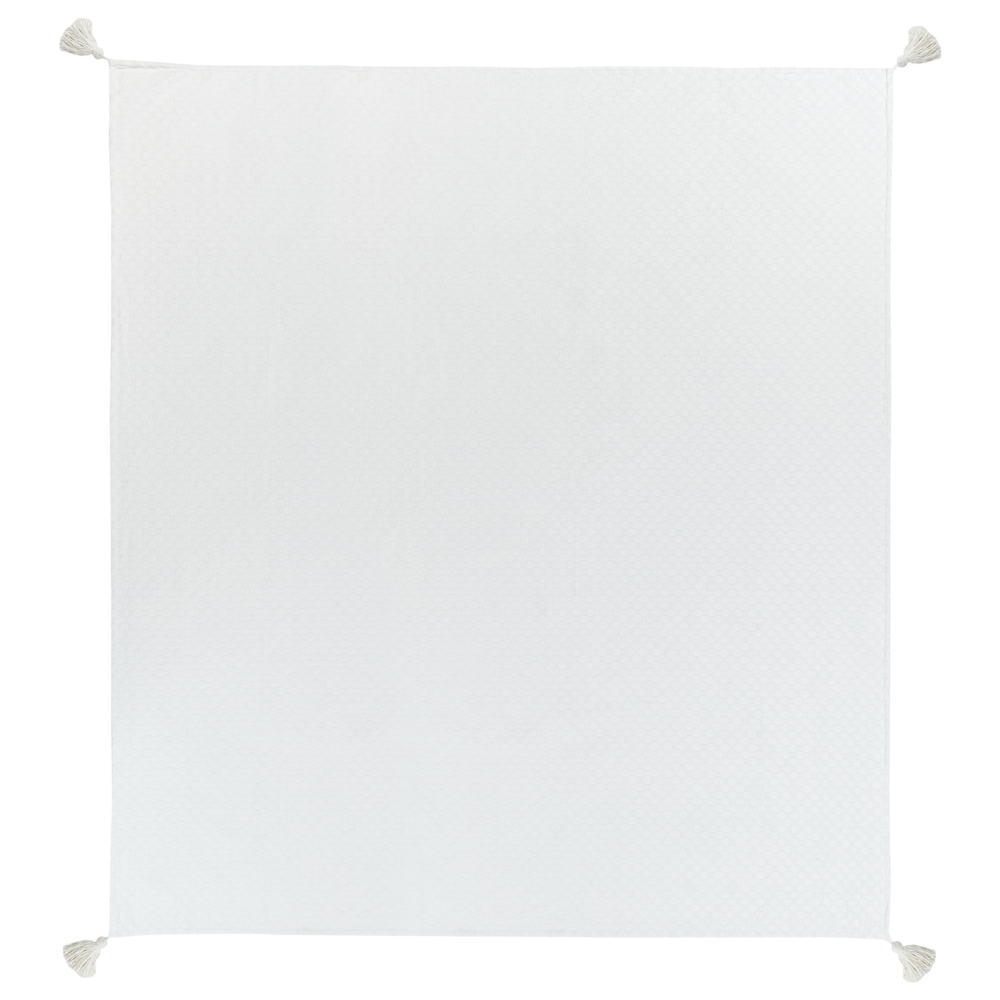 Copriletto in cotone bianco sporco 200 x 220 cm con frange Decorativo Camera da letto