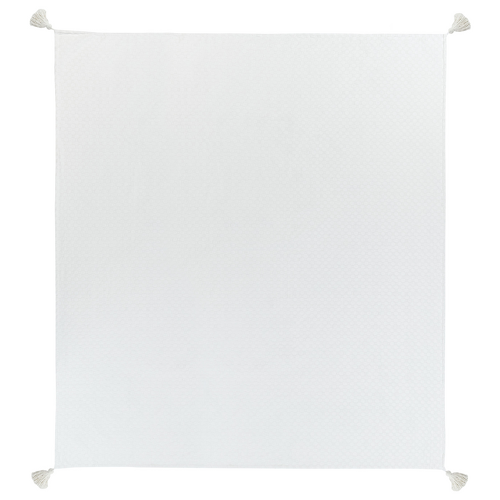 Copriletto in cotone bianco sporco 200 x 220 cm con frange Decorativo Camera da letto
