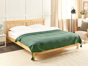 Copriletto in cotone verde 150 x 200 cm con frange Decorativo Camera da letto