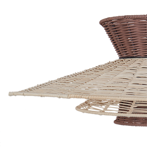 Lampadario in rattan marrone e beige stile boho soggiorno salotto