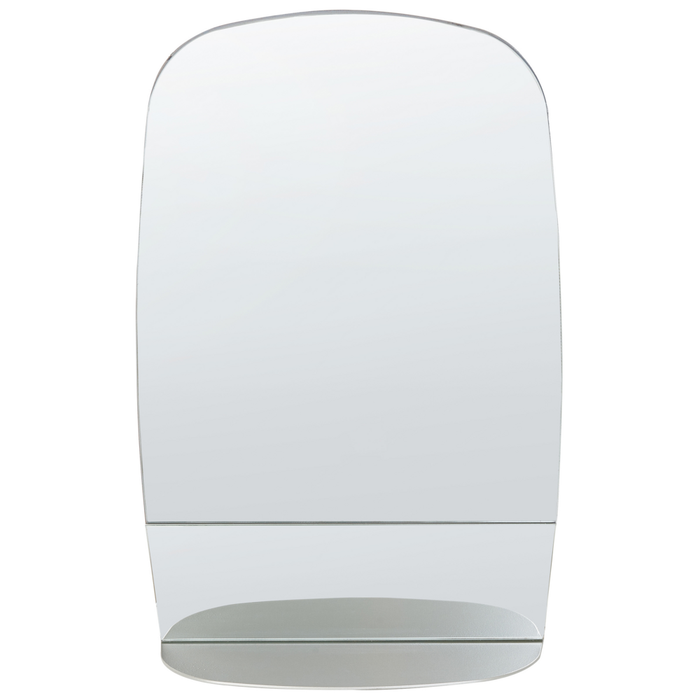 Specchio da parete in metallo argento 40 x 60 cm con ripiano Specchio decorativo a parete Stile moderno da appendere
