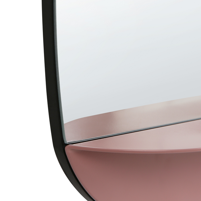 Specchio da parete in metallo rosa 50 x 80 cm con ripiano Specchio decorativo da parete in stile moderno da appendere