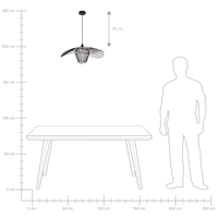 Lampada a sospensione con paralume in rattan e metallo nero soggiorno camera da letto