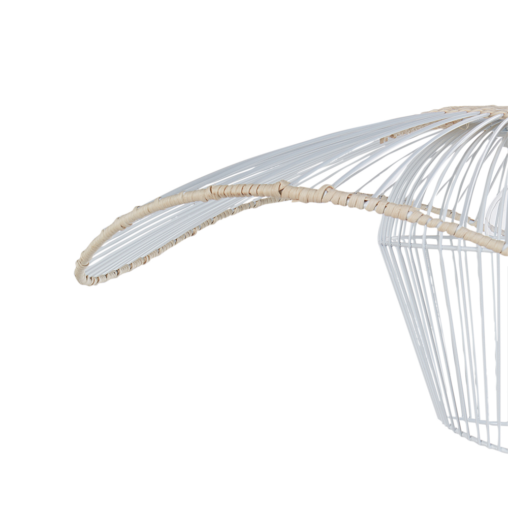 Lampada a sospensione con paralume in rattan e metallo bianco soggiorno camera da letto