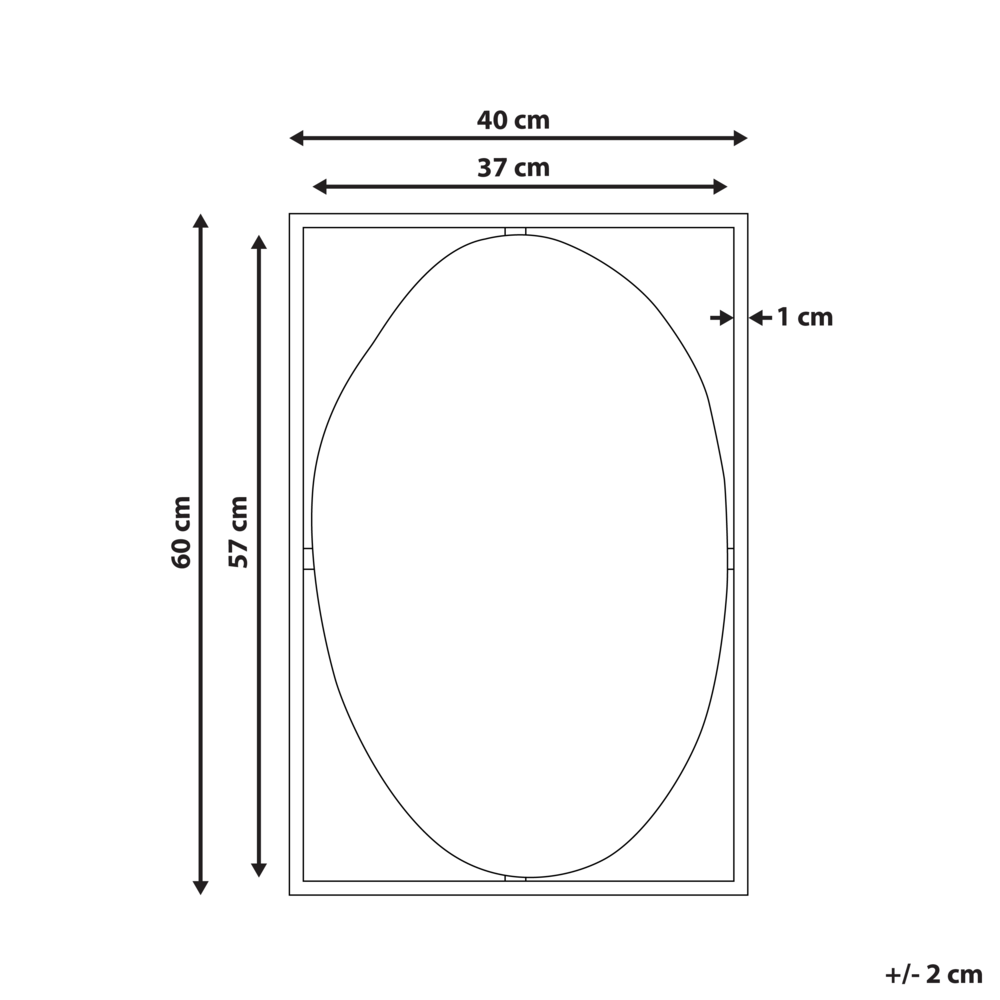 Specchio da parete in metallo nero 40 x 60 cm Specchio decorativo da parete in stile moderno da appendere