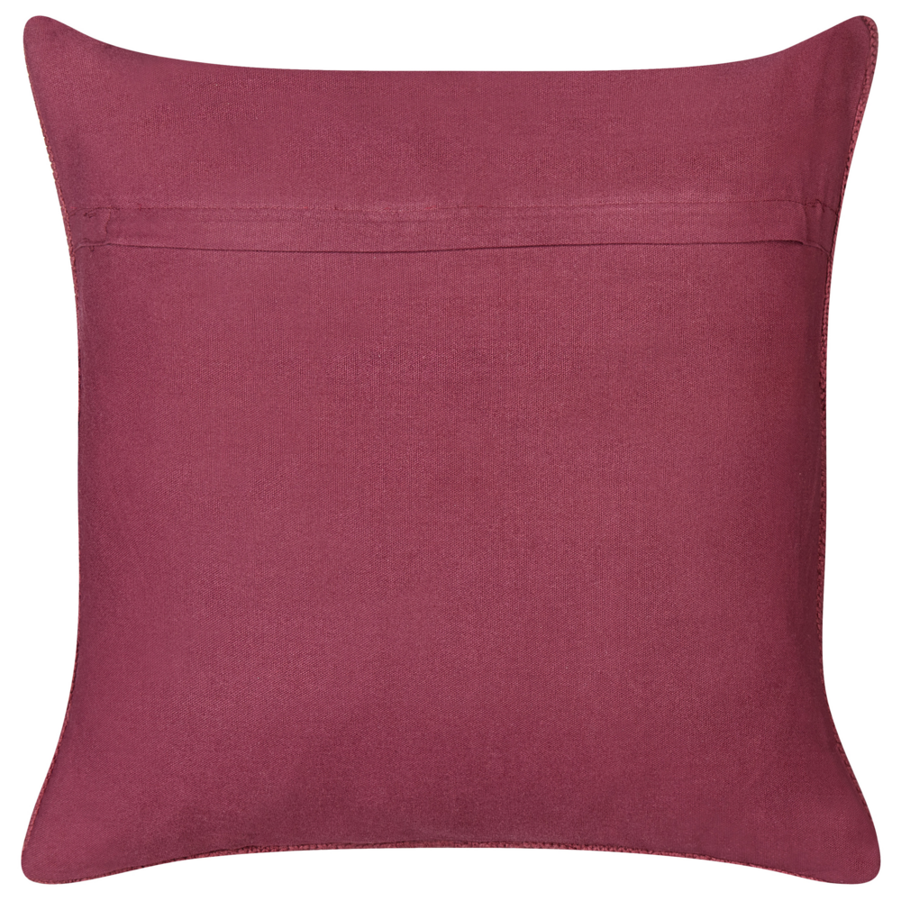 Set di 2 cuscini decorativi in cotone con disegno intrecciato bordeaux camera da letto soggiorno