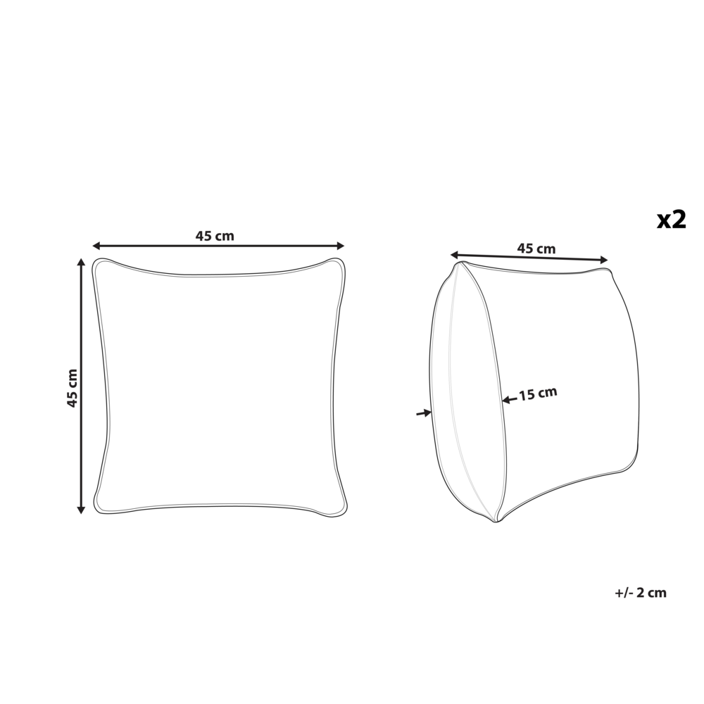 Set di 2 cuscini in cotone con stampa a foglie 45 x 45 cm rosa soggiorno camera da letto