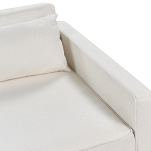 Divano Boucle bianco sporco 3 posti Gambe di legno Braccioli Stile moderno