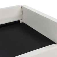 Divano Boucle bianco sporco 3 posti Gambe di legno Braccioli Stile moderno