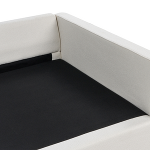 Divano Boucle bianco sporco 3 posti Gambe di legno Braccioli Stile moderno