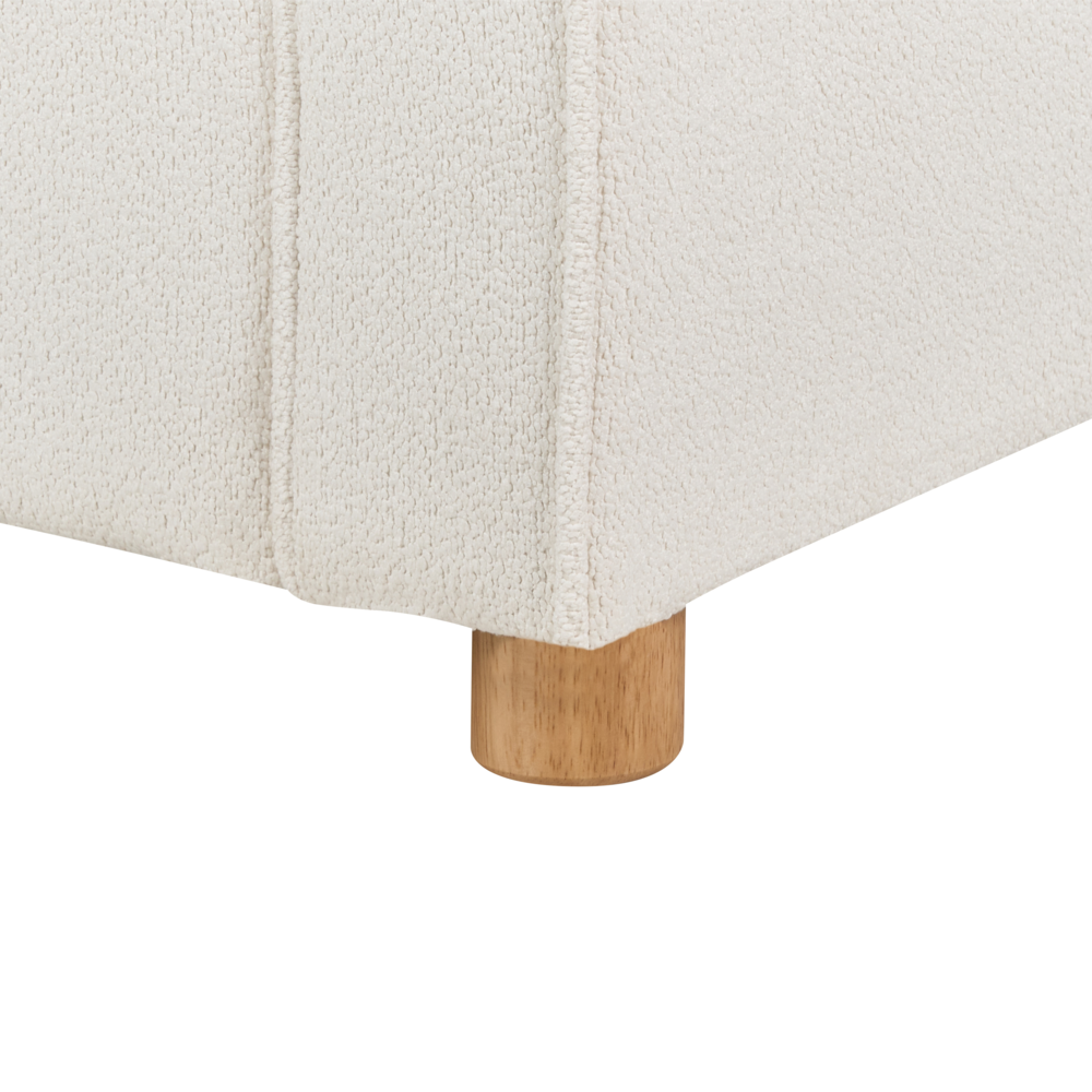 Divano Boucle bianco sporco 3 posti Gambe di legno Braccioli Stile moderno