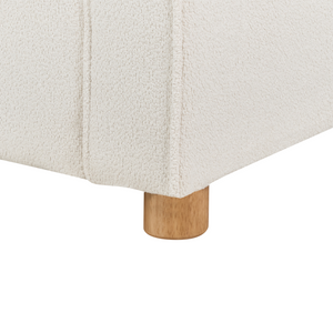 Divano Boucle bianco sporco 3 posti Gambe di legno Braccioli Stile moderno