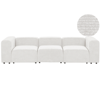 Divano componibile a 3 posti rivestito con velluto bianco stile moderno