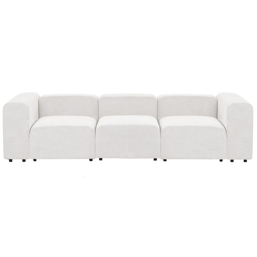 Divano componibile a 3 posti rivestito con velluto bianco stile moderno