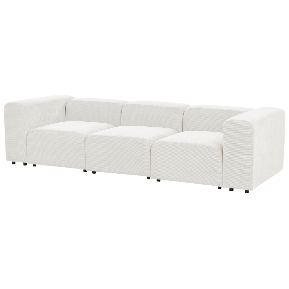 Divano componibile a 3 posti rivestito con velluto bianco stile moderno