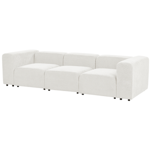 Divano componibile a 3 posti rivestito con velluto bianco stile moderno