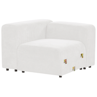 Divano componibile a 3 posti rivestito con velluto bianco stile moderno