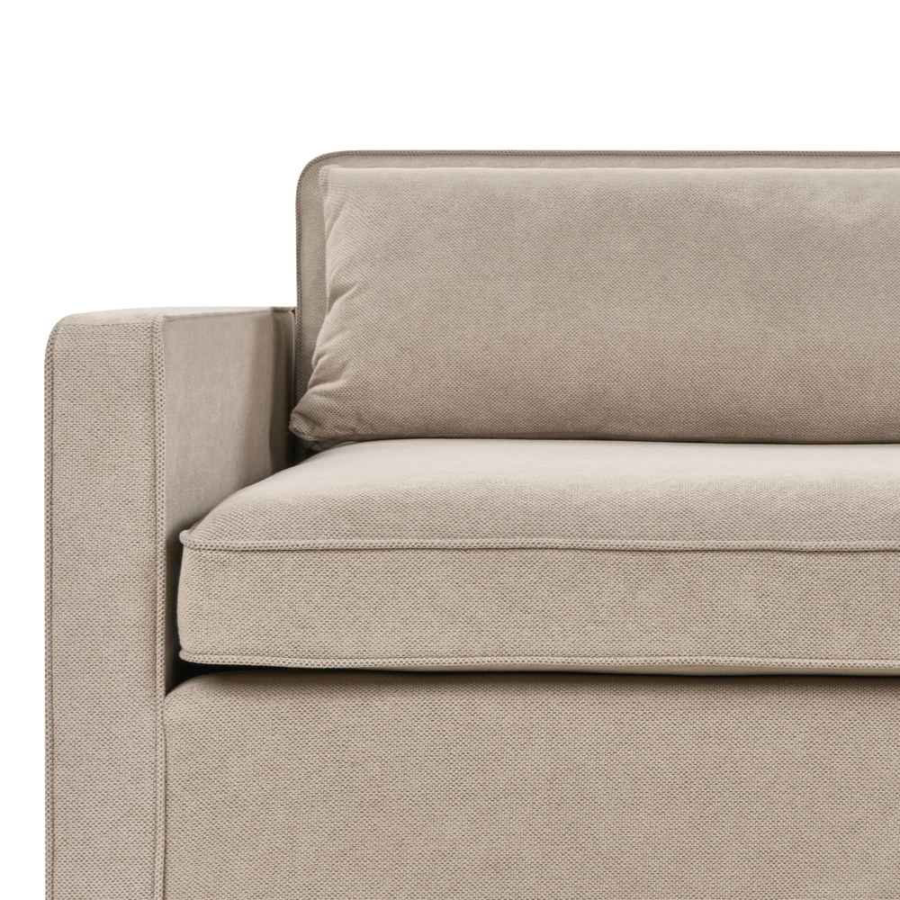 Divano tessuto tortora 3 posti Gambe di legno Braccioli Stile moderno