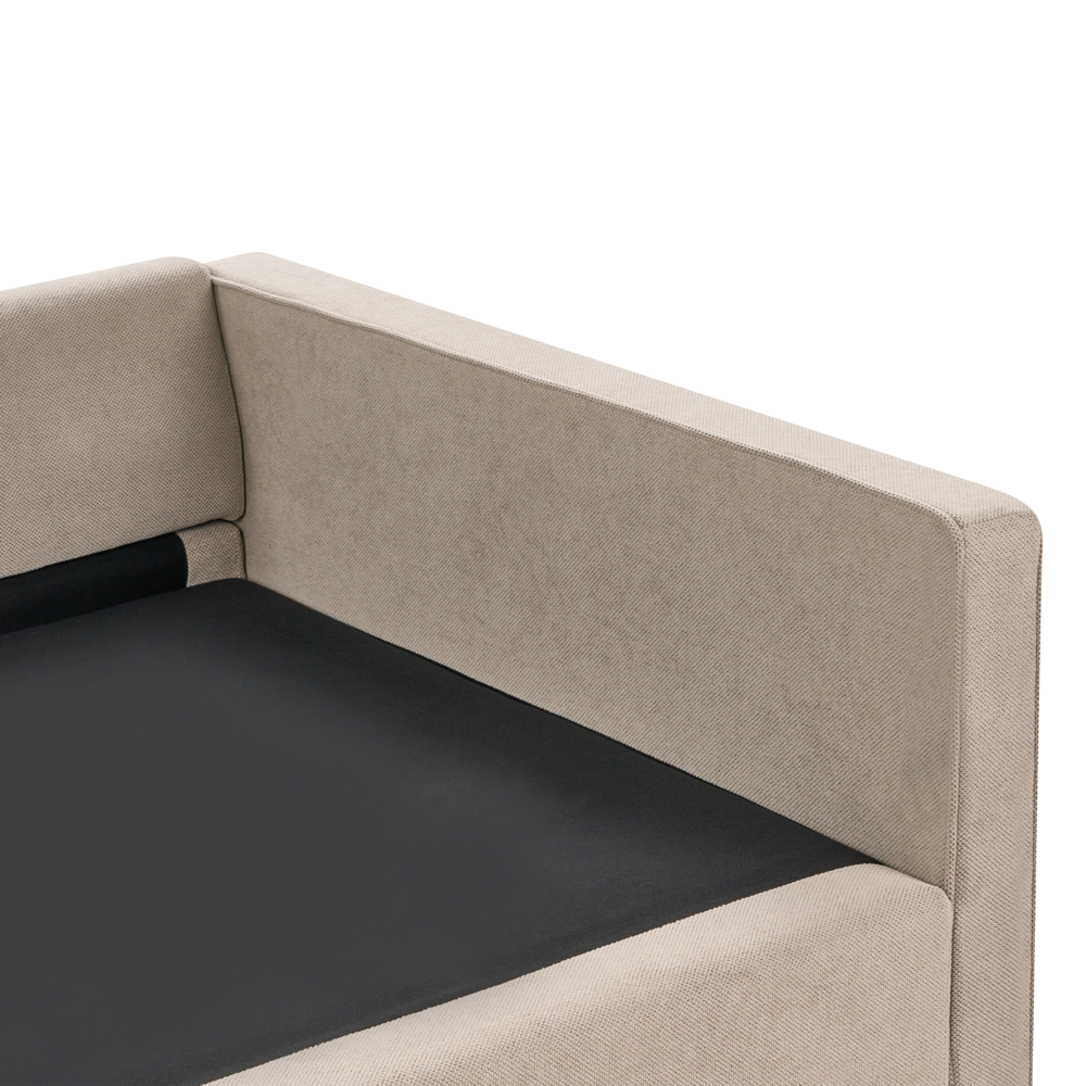 Divano tessuto tortora 3 posti Gambe di legno Braccioli Stile moderno