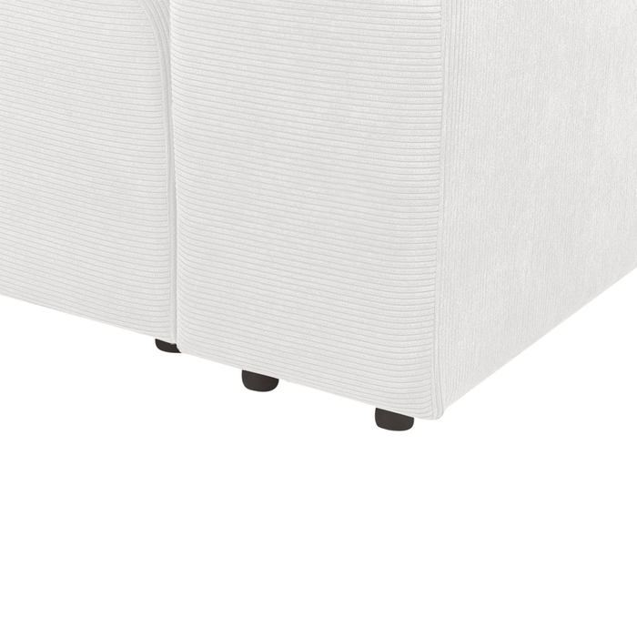 Divano componibile a 3 posti rivestito con velluto bianco stile moderno