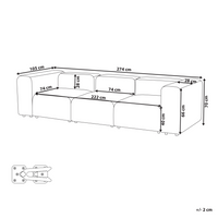 Divano componibile a 3 posti rivestito con velluto bianco stile moderno