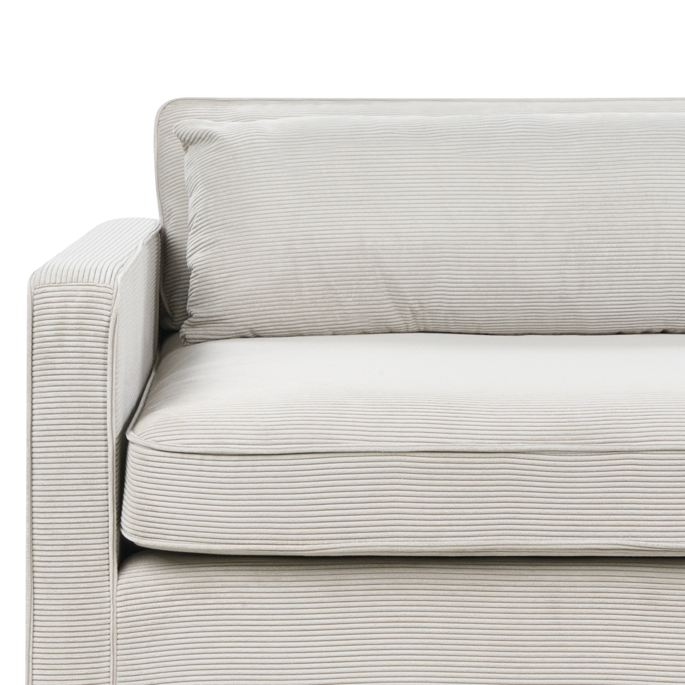 Divano velluto a coste grigio chiaro 3 posti Gambe di legno Braccioli Stile moderno