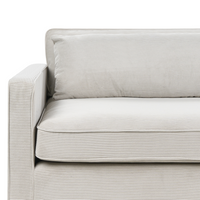 Divano velluto a coste grigio chiaro 3 posti Gambe di legno Braccioli Stile moderno