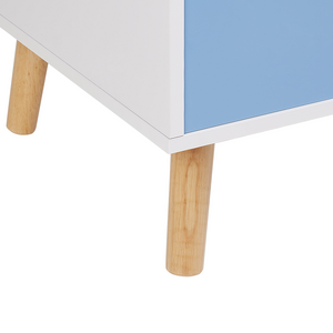 Mobiletto per bambini in MDF con gambe in legno di gomma con ripiano blu cameretta moderna