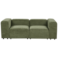 Divano componibile a 2 posti rivestito con velluto verde stile moderno