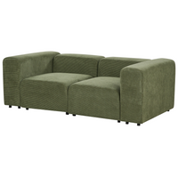 Divano componibile a 2 posti rivestito con velluto verde stile moderno