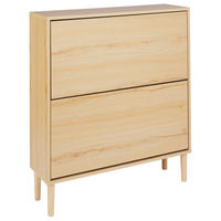 Scarpiera a 2 scomparti in truciolato Gambe in legno di gomma Legno chiaro elegante