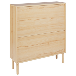 Scarpiera a 2 scomparti in truciolato Gambe in legno di gomma Legno chiaro elegante